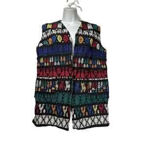 Vintage Pelux Handwoven Guatemalan Indian Boho Blanket vest